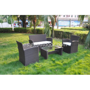 4 piezas de sofá de color marrón de aluminio muebles de ratán